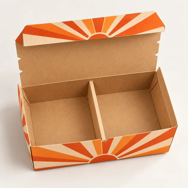 2-Compartment Meal Boxes — Custom Catering OEM — custom artwork and composition visualization