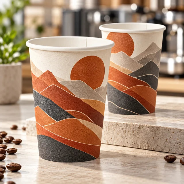 Custom Single Wall Coffee Cups — OEM for Cafe Brands — custom artwork and composition visualization