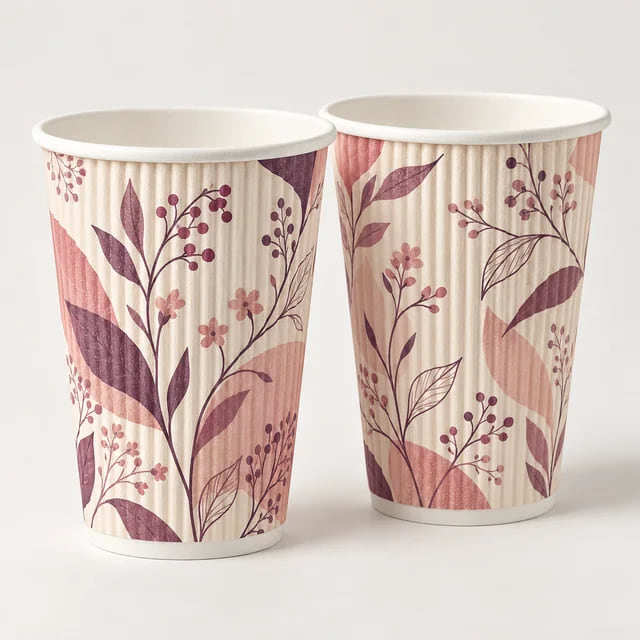 8oz Custom Printed Ripple Wall Paper Cups — Bulk OEM — custom artwork and composition visualization