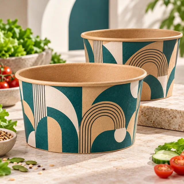 Custom Kraft Salad Bowls — OEM for Salad Chains — custom artwork and composition visualization