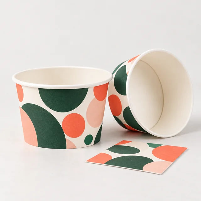 Custom Dessert Paper Bowls — OEM for Ice Cream Brands — custom artwork and composition visualization