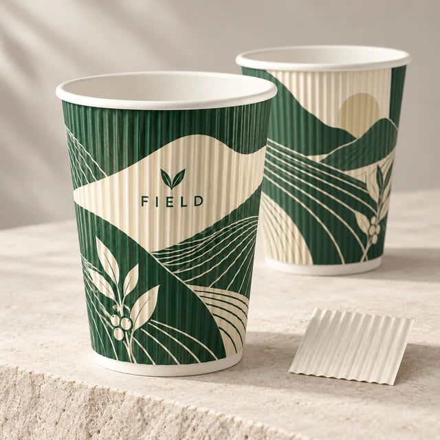16oz Custom Printed Ripple Wall Paper Cups — Bulk OEM — custom artwork and composition visualization