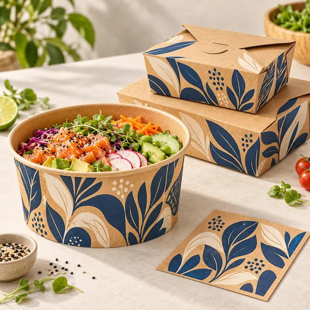 Salad & Poke Chain Packaging Supplier — Custom OEM Range — custom artwork and composition visualization