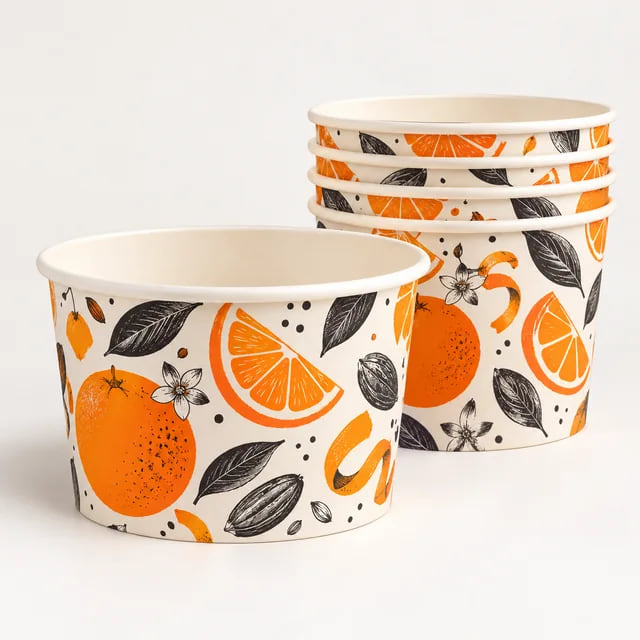 520cc Printed Dessert Paper Bowls — Bulk Brand Supply — custom artwork and composition visualization