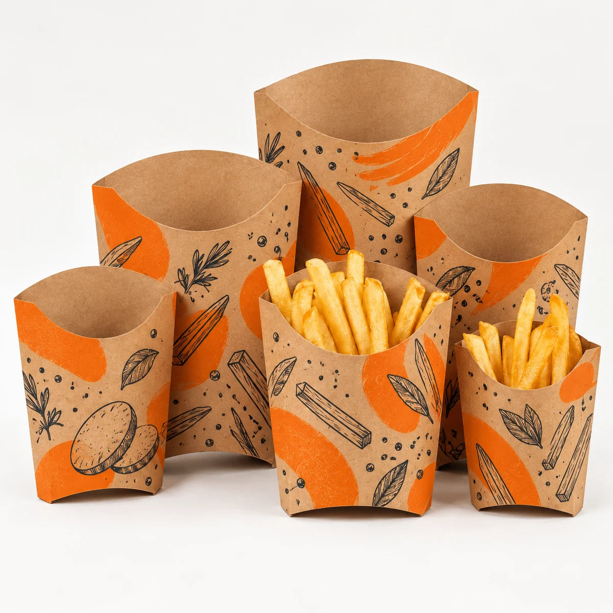 14oz Custom Fries Cups — QSR Bulk Packaging — custom artwork and composition visualization