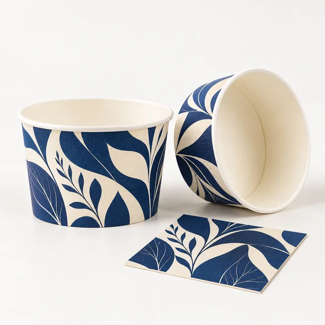 390cc Printed Dessert Paper Bowls — Bulk Brand Supply — custom artwork and composition visualization