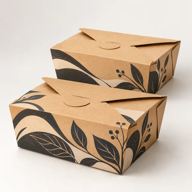 1080ml Kraft Lunch Boxes — Custom Takeaway OEM — custom artwork and composition visualization