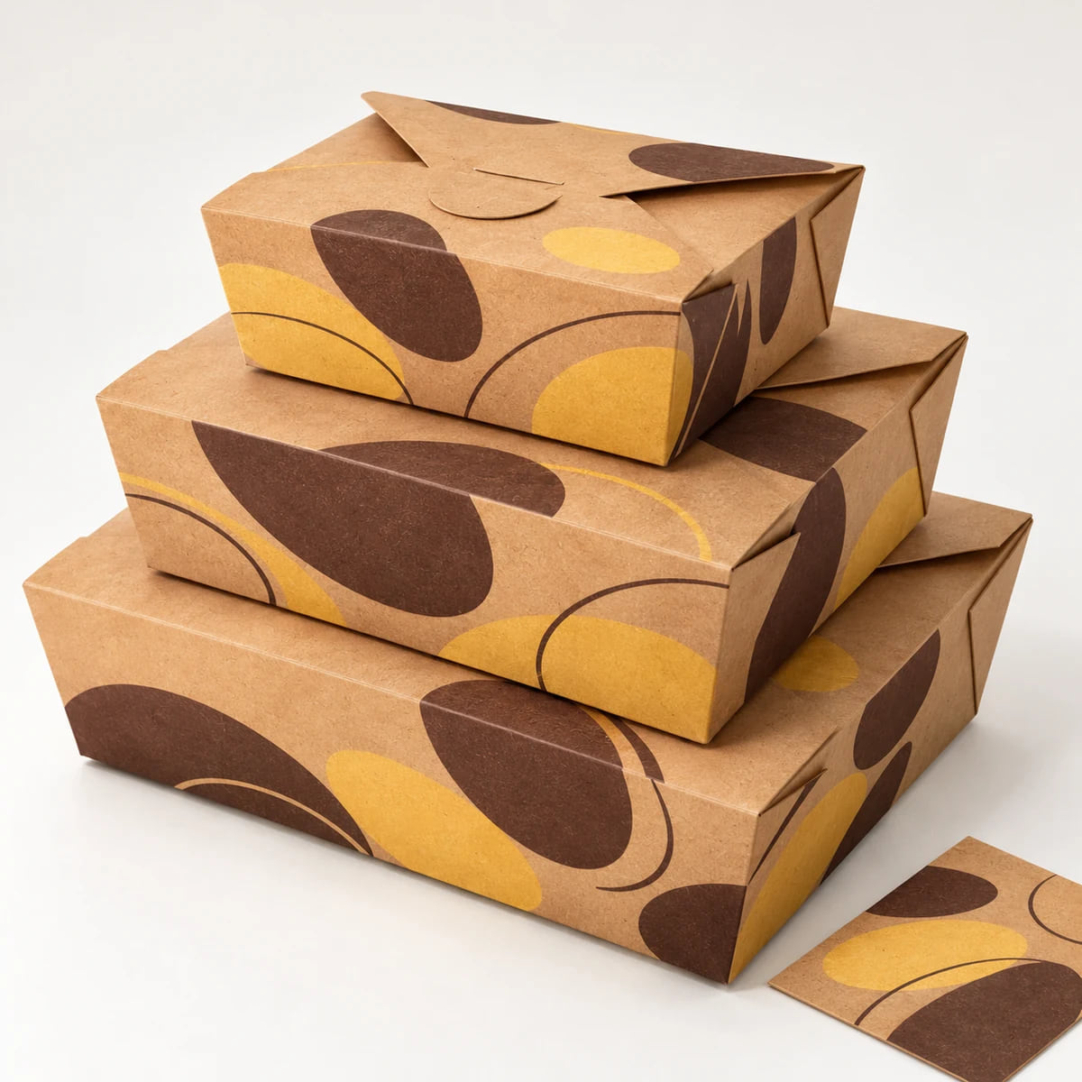 3000ml Kraft Lunch Boxes — Custom Takeaway OEM — custom artwork and composition visualization