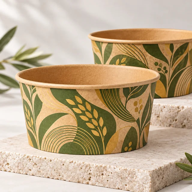 1500ml Custom Kraft Salad Bowls — OEM Foodservice Supply — custom artwork and composition visualization