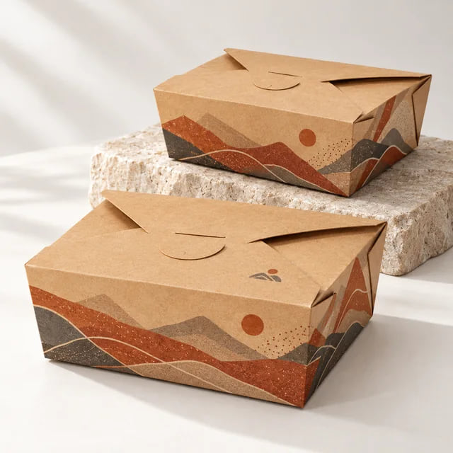 1500ml Kraft Lunch Boxes — Custom Takeaway OEM — custom artwork and composition visualization